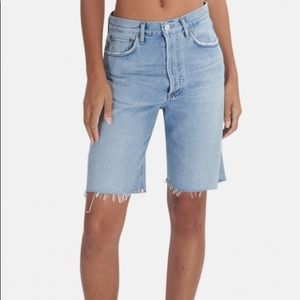 Agolde Blue Denim 90s Mid Rise Loose Shorts
